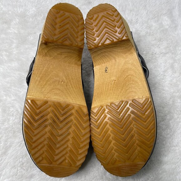 HOOF Women's Black Chloé Apache Leather Slip On Clog Round Toe Shoes Size 41 - Picture 5 of 10